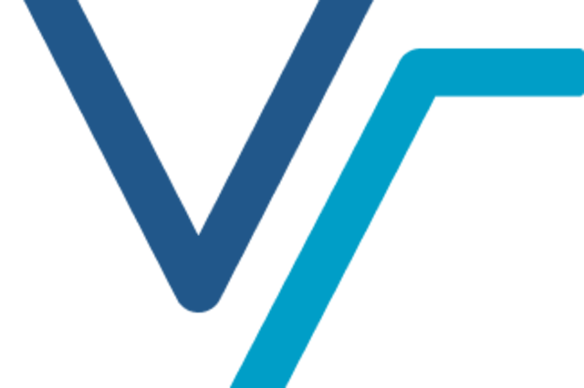 Vereinslogo - ein dunkelblaues V bei welchem der rechte Schenkel als oberer Teil des hellblauen Fs weitergeführt wird.